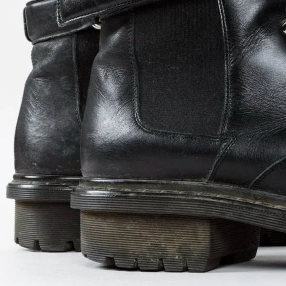 Balenciaga Black Leather Velcro-Ankle-Strap Biker Boots - Picture 9 of 10
